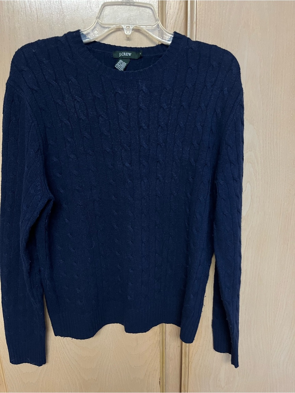 VTG J.Crew Cable Knit Blue Sweater Fisherman core wool blend preppy academia